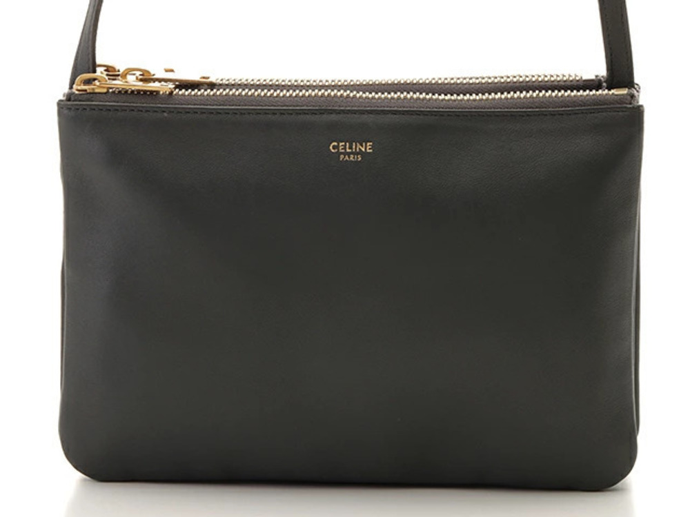 Celine Trio Crossbody Bag smooth lambskin leather Black